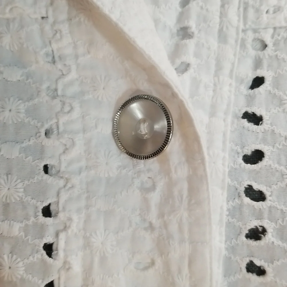 Allison Daley white eyelet jacket womens size 10 - 100% cotton - Picture 6 of 12